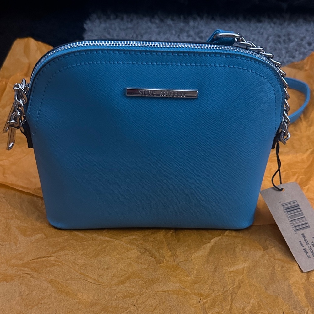 Steve Madden Sky Blue Crossbody Bag with Silver Accents